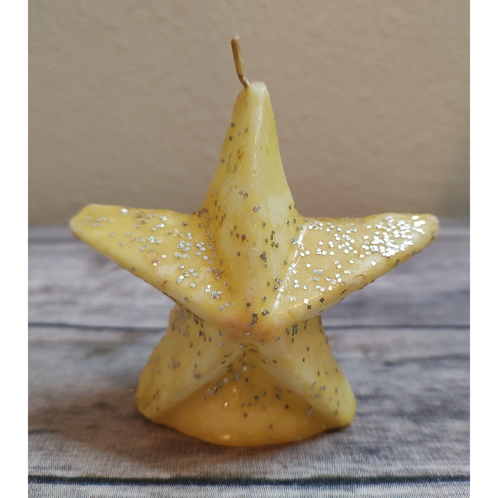 Vintage Star Shaped Candle With Glitter Vtg Candle A20